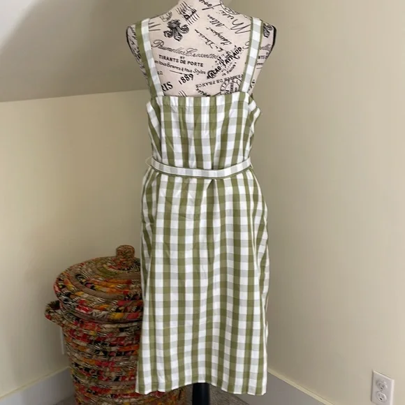 NWT ModCloth Past But Not Least Green Belted Gingham Dress SZ L - Picture 10 of 14
